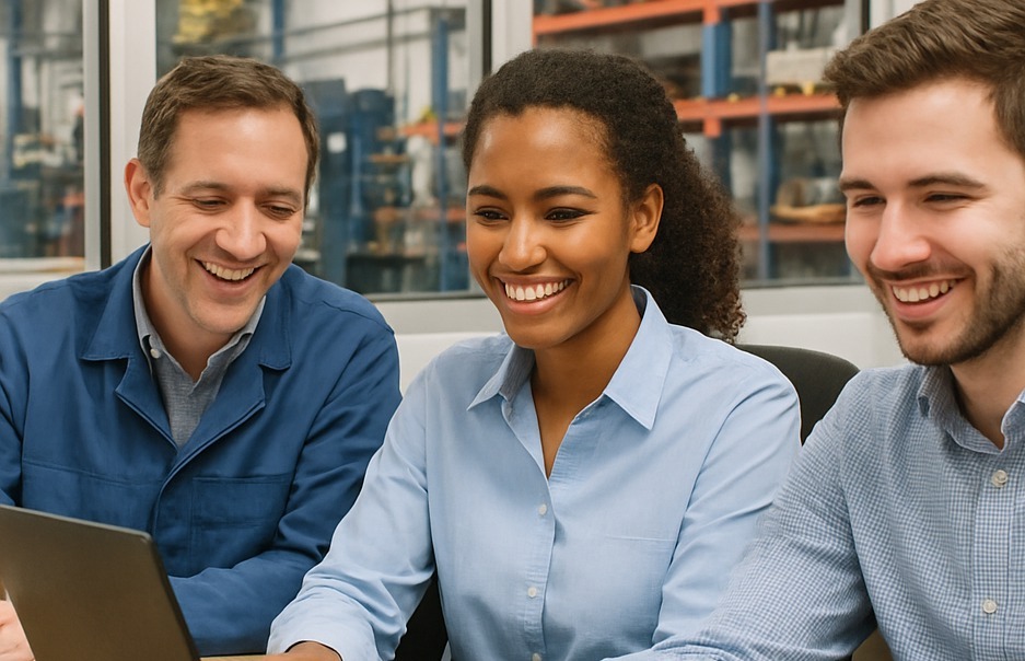 Customers looking at SAP Business AI on their laptop