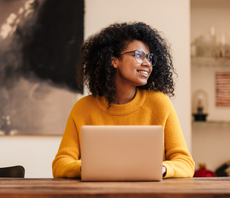 Confident smiling worker because of her full visibility into her RSM InTime Data