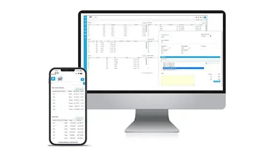 Computer monitor and phone screen show SXP portal partner edition data